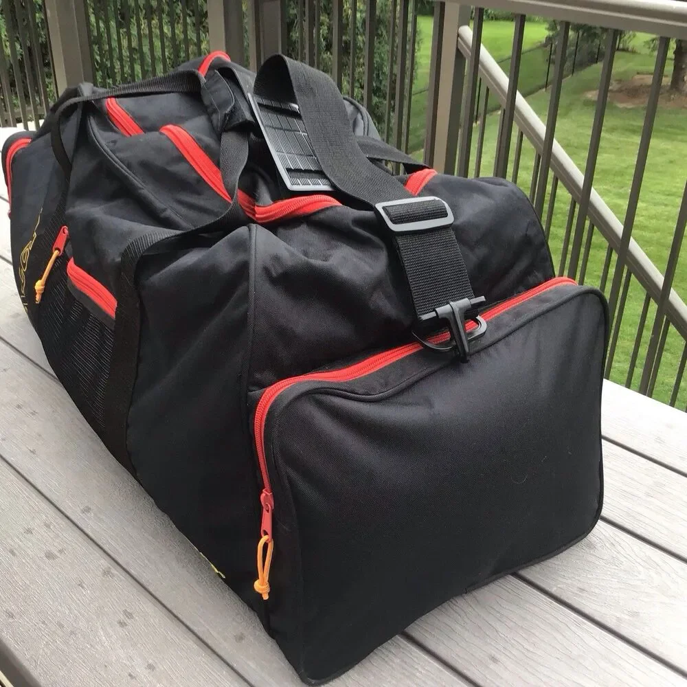 Vintage 90s Dunlop Duffle Bag Shoulder Strap Side Pockets Black 26”x14”x12”Large